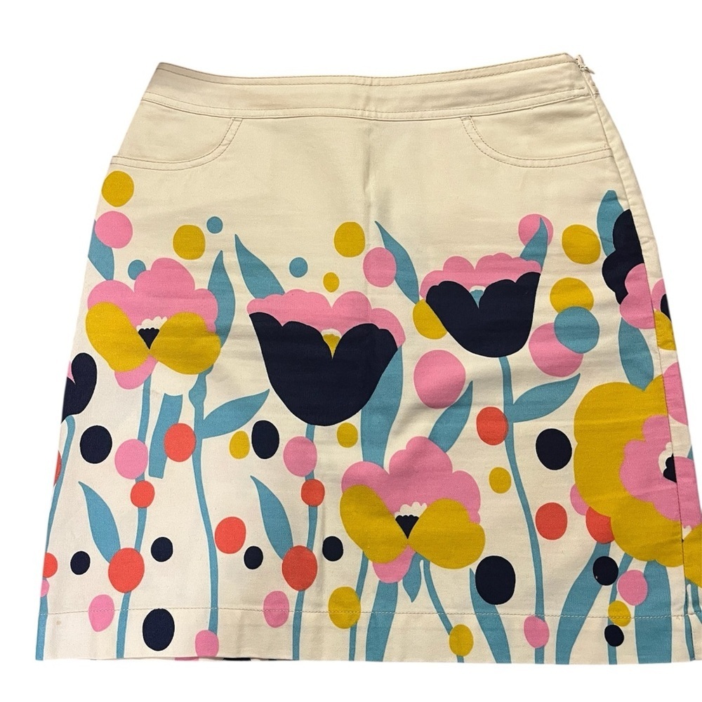 Boden Cream Mini Skirt with Multicolor Floral Print